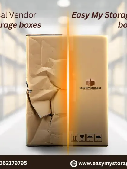 The quality of our packing materials makes all the difference. This image compares our sturdy, branded 5-ply box with a standard local vendor's box, demonstrating our commitment to protecting your valuables.