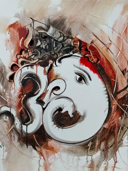 An acrylic painting of Lord Ganesha I created for the Ganesh festival. I enjoy working with traditional paints as well, using bold strokes and colors to bring a sense of energy and devotion to the canvas.