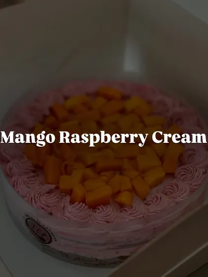 A beautiful combination of sweet and tart. My Mango Raspberry Cream cake is a unique and refreshing treat, perfect for a summer celebration.