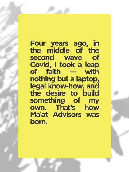 A leap of faith with a laptop and legal know-how. This is the story of how Ma'at Advisors was born out of a desire to build a specialized legal service for the creative community.