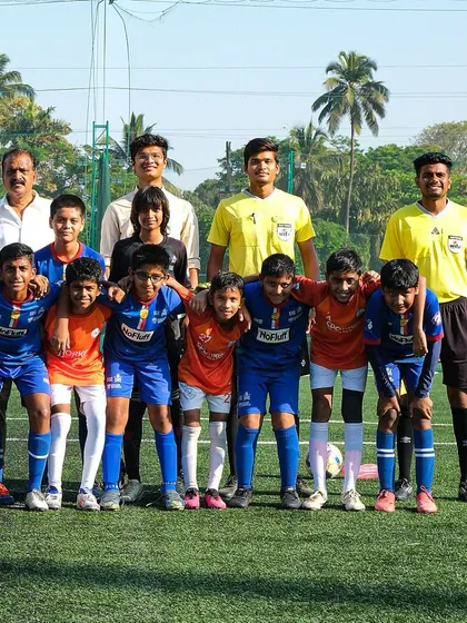 The pre-match team photo for our U13s. The unity and spirit of the team are visible before they even step onto the pitch.