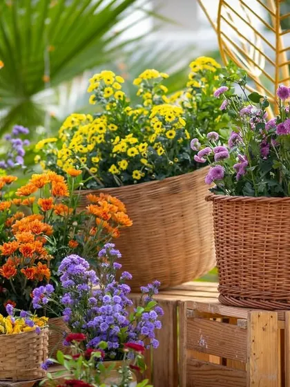 The vibrant colors and textures of the floral arrangements that greeted guests at this garden wedding.