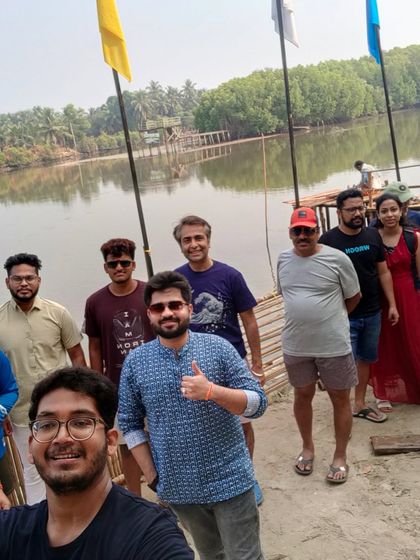 A group selfie during a boat ride in the backwaters near Udupi. The lush greenery and calm waters are a refreshing change of pace.