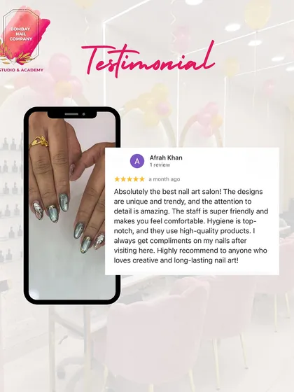 "Absolutely the best nail art salon!" This is what we strive for every day. We're so glad you love the unique and trendy designs, our friendly staff, and our high standards of hygiene.
