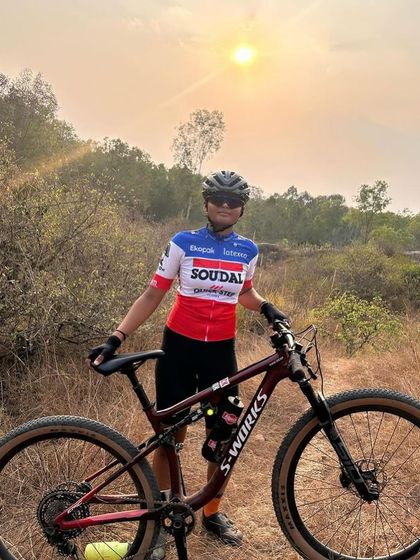 Happy World Bicycle Day! Here's one of our talented young riders, Parinita, enjoying a ride through nature on her S-Works mountain bike at sunset.
