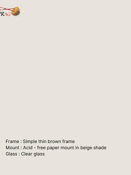 The details for framing a personal creation. We used a Simple thin brown frame, an Acid-free paper mount in a beige shade, and Clear glass to give this artwork a timeless and elegant finish.