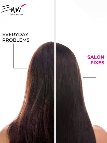 From everyday problems to salon fixes. This before and after demonstrates how we tackle dullness and frizz, transforming hair into a smooth, sleek, and healthy state.