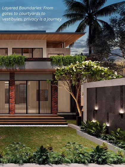 These images illustrate our philosophy on creating privacy through architecture. We use strategies like zoning, landscaping, and layered boundaries to create homes that feel like a private sanctuary, even in a busy city.