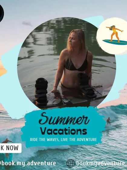 Ride the waves and live the adventure. This image captures the essence of a summer vacation spent on the water, with the wakeboard ready for the next session.
