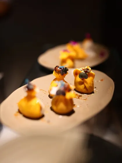 These delicate, potli-shaped dumplings are an example of our culinary artistry. Plated on artisanal earthenware, each piece is meticulously crafted and garnished, telling a story of passion and precision.