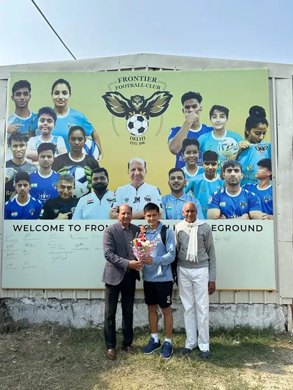A legendary moment. Our management with Indian football captain Sunil Chhetri at the Frontier FC home ground.