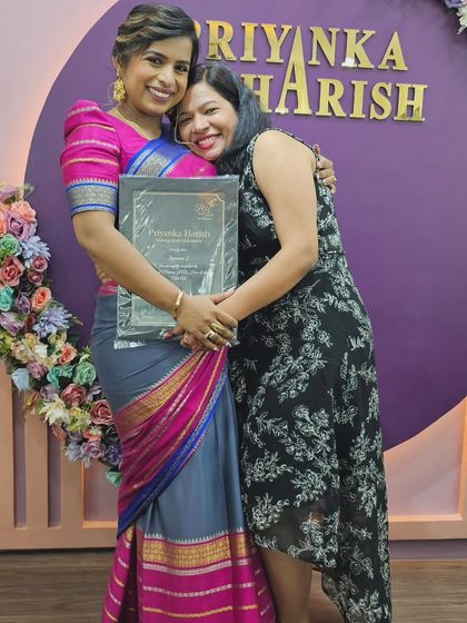 A heartfelt moment with my mentor, Priyanka Mam. I am so grateful for everything she has taught me about the art and business of makeup.