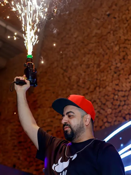 Getting ready for a Christmas celebration at Loft38 with the sparkler gun.