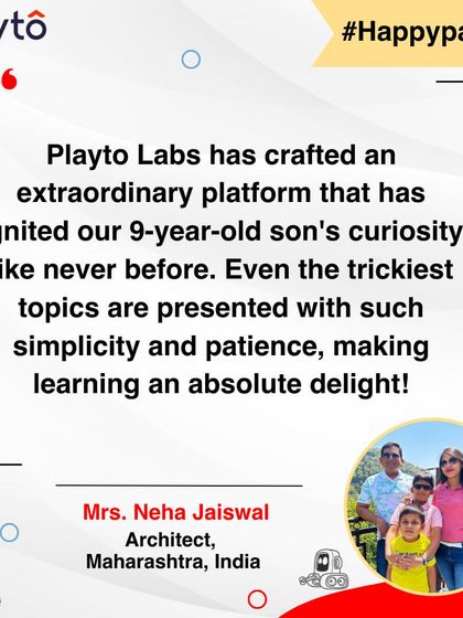 An Architect from Maharashtra says we've crafted an extraordinary platform that ignited her 9-year-old's curiosity. She loves how even the trickiest topics are presented with simplicity and patience.