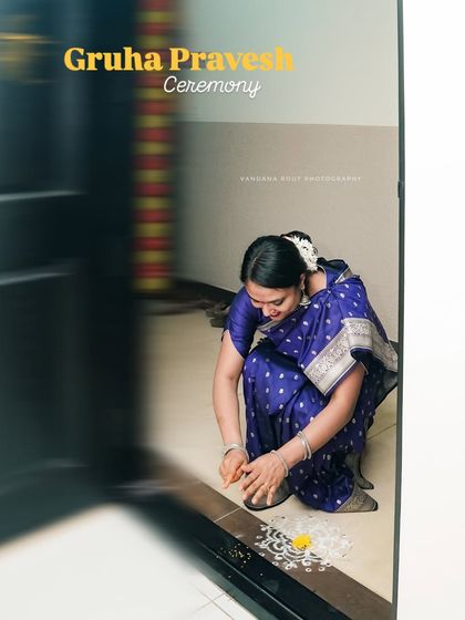 Capturing the traditional rituals of a Gruha Pravesh ceremony as the homeowner performs a puja at the doorstep. I document these important cultural moments with respect and care.