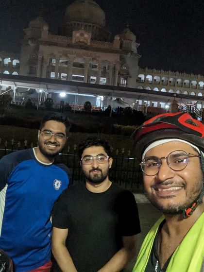 The three of us before our long ride to Vidhana Soudha. This ride had its challenges, but it also showed the strength of our community and the kindness of people in Bangalore.