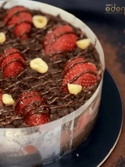 A closer look at the magic when chocolate meets strawberries. This dessert is rich, creamy, and layered with love.