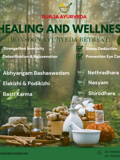 Our healing and wellness retreat during the monsoon includes a wide array of therapies. From Abhyangam to Nethradhara for eye care, we focus on strengthening immunity, detoxification, and stress reduction.