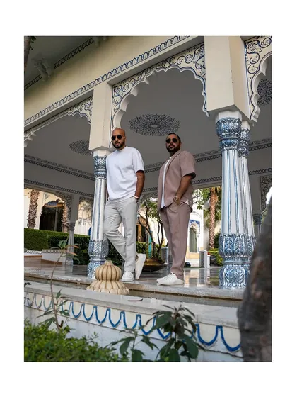 The Kudos crew at a palace in Jaipur. We're taking in the stunning architecture before the events kick off.
