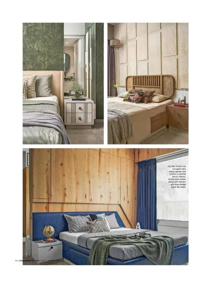 A collage from the Good Homes Magazine feature, showing the variety of bedroom designs within the Virali Villa.