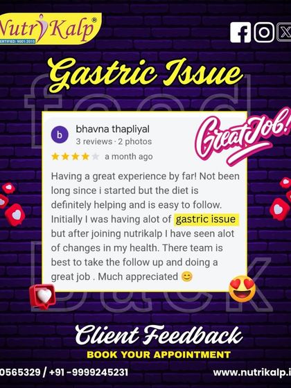 This client found relief from gastric issues with our easy-to-follow diet. It proves that even digestive problems can be managed effectively with the right food and regular follow-ups.