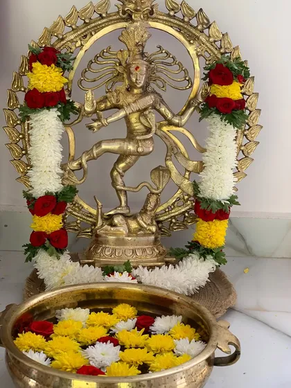 The Nataraj idol is the spiritual center of my studio. This beautiful representation of Lord Shiva as the cosmic dancer inspires every movement and reminds us of the divine rhythm within us all.