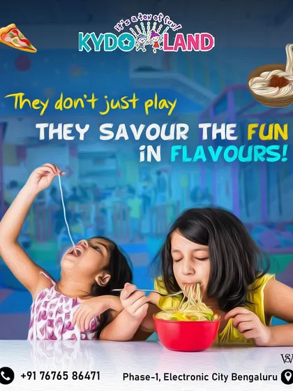 They don't just play, they savor the fun in flavors. Watching two friends share a bowl of noodles and laugh together is what our cafe space is all about. It's a place to recharge and connect.