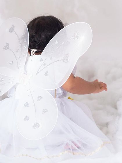 A view from the back, showing off the delicate fairy wings. Even the details of the costume are important to capture.