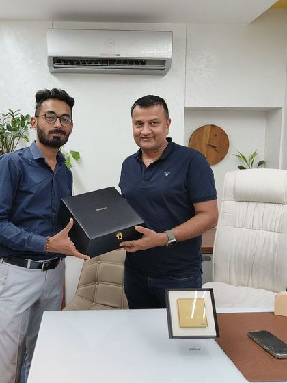 Our team presenting our smart keypad solutions to Architect Gaurav Choudhary. We are proud to partner with designers who redefine modern spaces.