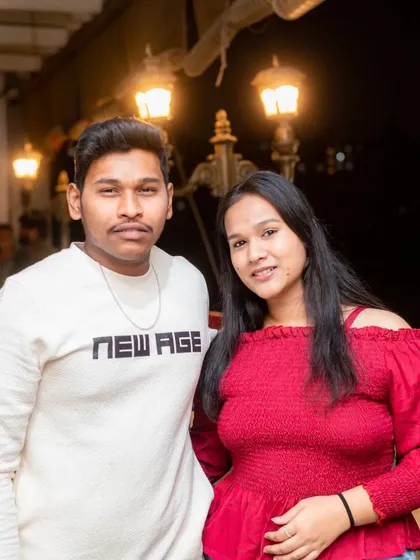 This couple is enjoying their night out.