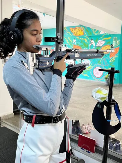 Congratulations to our academy shooter Amrith Cariappa for winning Silver in the 50m Prone ISSF junior women's event at the Karnataka State Shooting Championship.