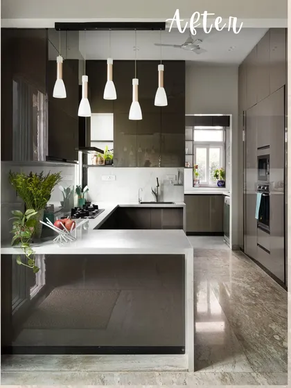 Kitchen Renovation Story: Follow the complete journey of a kitchen transformation. We started by identifying issues like poor workflow and lack of storage, proposed a new layout, and executed it with civil work and modular installation to create a spacious, light-filled, and highly functional kitchen.