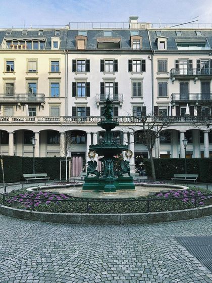 The lighting in Zurich is heavenly. This photo of a classic European fountain and architecture captures the timeless beauty of the city.