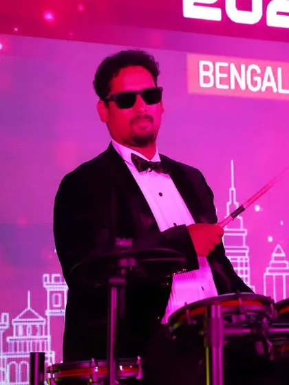 Our drummer, ready to bring the energy at the EliteCISOs corporate event.