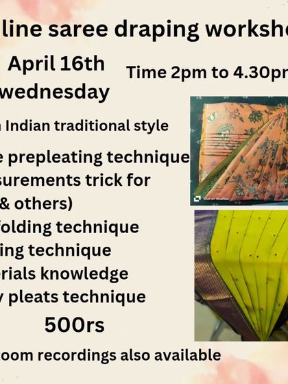 This flyer highlights that the class is taught in English, with reference videos shared after the session.