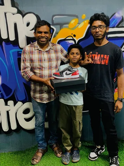 Starting them young! The next generation of sneakerheads knows where to shop.