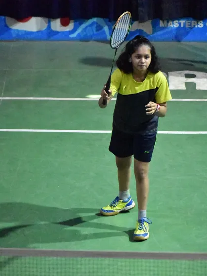 One of our under-17 girls, a KDMC DSO winner, in a ready stance during a match, showcasing her focus and determination.