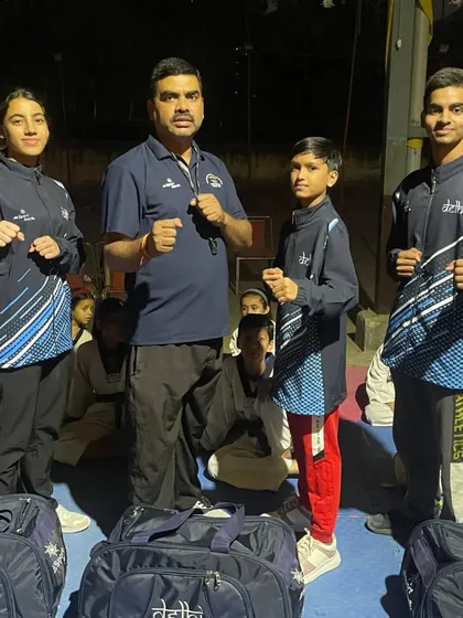 Here I am with my SGFI Nationals 2024 squad: Aalya, Ansh, and Rachna. I am not just a coach in the academy; I am in your corner at every competition, guiding you through every round.