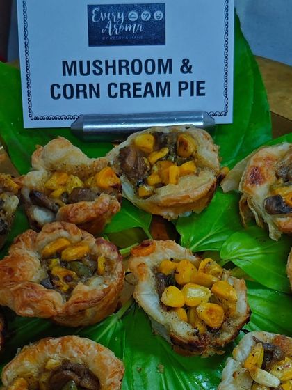 My Mushroom and Corn Cream Pies were the star of a recent birthday party I catered. These bite-sized pies are creamy, savoury, and absolutely addictive.