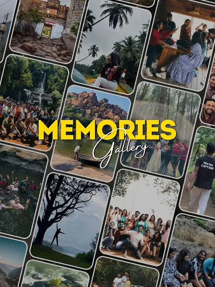 A "Memories Gallery" collage, showing a grid of diverse travel moments. This represents the vast collection of experiences and stories created on our trips.