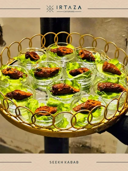 A tray of delicious Seekh Kebabs, ready to be served. These are always a hit, and I ensure they are perfectly spiced and juicy.