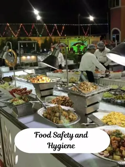 Food safety and hygiene are non-negotiable for me. This image shows a clean and well-lit buffet station where my professional team is serving guests, ensuring every dish is handled with the utmost care.