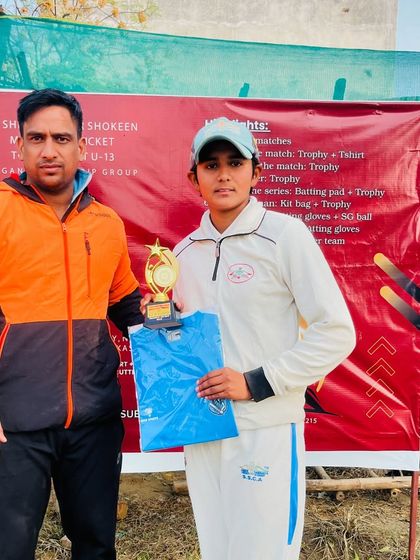 Tanisha receiving her second Man of the Match award in a row. Her consistent, match winning performances are an inspiration.