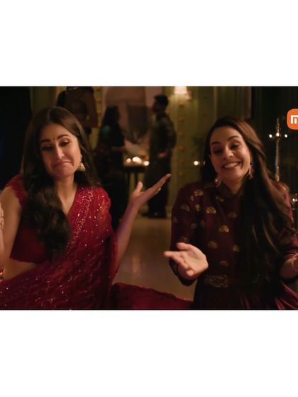 A fun moment captured on the set of the Xiaomi Diwali ad. The makeup for the cast was designed to be festive and cheerful, perfect for a lively dinner party scene.