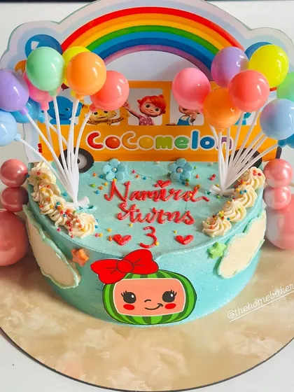Making dreams come true for the little ones with this Cocomelon-themed cake. This chocolate raspberry cake for a 3rd birthday is full of fun, with colorful balloons, rainbows, clouds, and all the favorite characters to add that perfect magical touch.