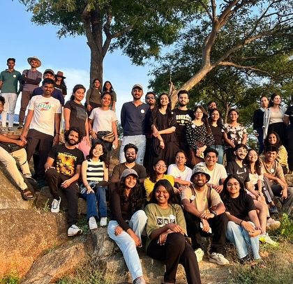 A group photo from our Hogenakkal Falls trip, where you can experience the famous coracle rides.
