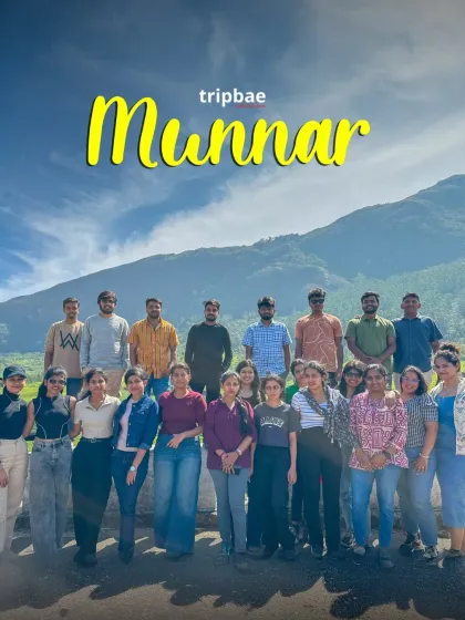 A classic group photo with the iconic tea gardens of Munnar in the background. A must have memory from any trip to the region.