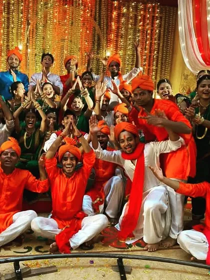 The entire crew celebrating after a successful shoot for the Ganpati song. Moments like these make all the hard work worth it.