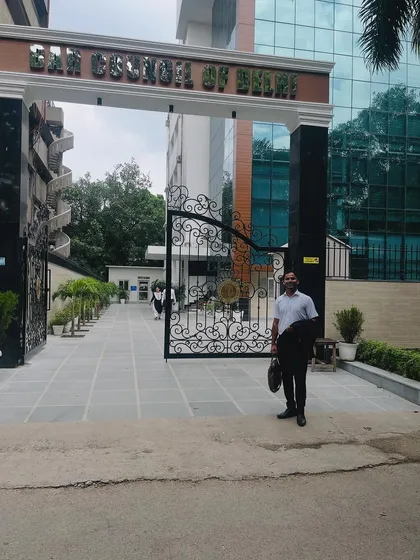 At the entrance of the Bar Council of Delhi. My work frequently takes me to various legal forums across the city, giving me the practical experience needed to find the best path forward for your case.