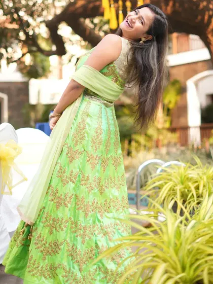 A playful, happy moment captured during the Haldi ceremony.